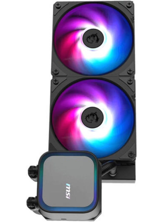 MSI MAG CORELIQUID A13 240mm AIO Liquid CPU Cooler, Dual 120mm PWM Fans, 3800 RPM Pump, Copper Cold Plate, EPDM Nylon-Braid Tubes, ARGB Gen2 Lighting, Intel & AMD Compatible, Black | 306-7ZWCA11-L80 - Image 2